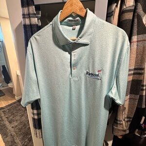 Peter Millar Light Aqua Short-Sleeve Polo with Barbasol Embroidery